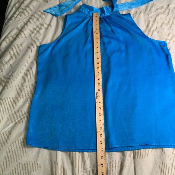 Worthington Sleeveless Gathered Satin Holter Tie Blouse, in Women's Size L - Picture 10 of 10